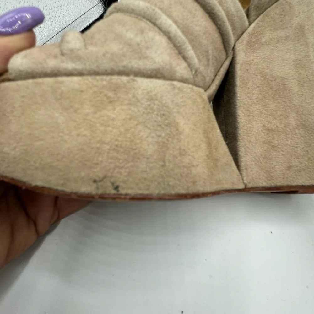 L.A.M.B wedge suede sandal size 5.5 Tan Suede